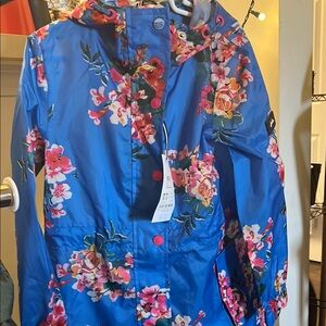 Blue Floral Jacket with Pink Highlights